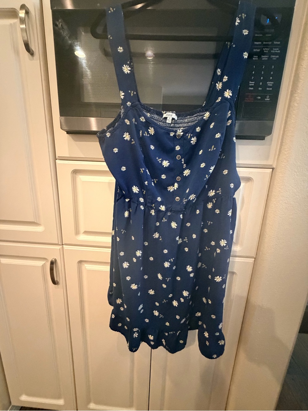 AUW Navy Blue Floral Button-Front Sundress